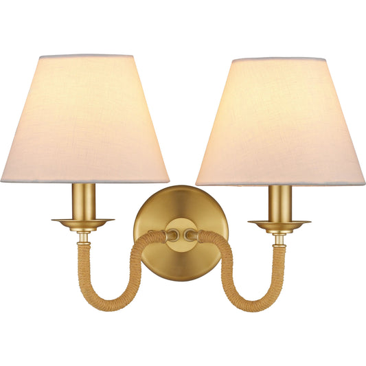 Adala Wall Sconce by Currey and Company in natural, brushed brass. Made from rope, metal in a unique style.