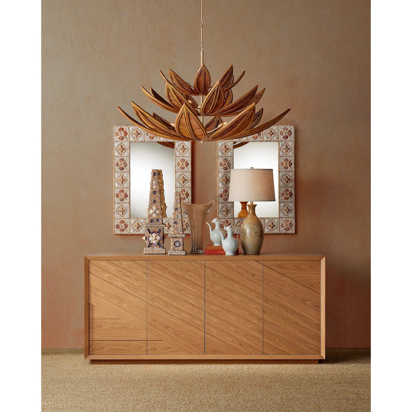 006 SI-2387008 | Lifestyle | Cubana Three-Tier Chandelier by Currey and Company in natural, coco cream. Made from rattan, wrought iron in a rustic style.