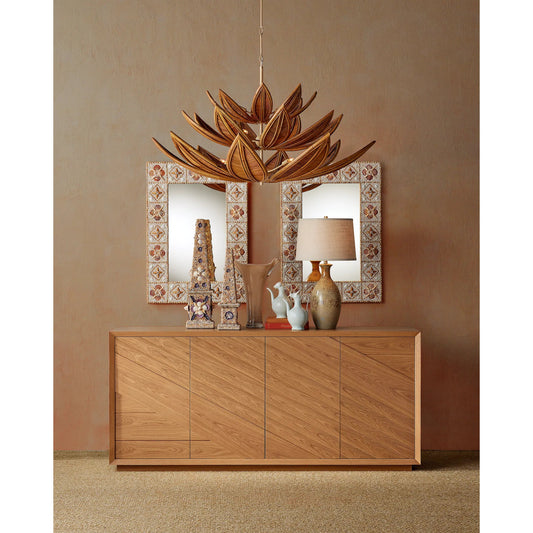 Cubana Three-Tier Chandelier by Currey and Company in natural, coco cream. Made from rattan, wrought iron in a unique style.