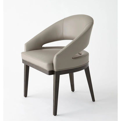 Alcott Dining Chair by Global Views. Made from beech wood, semi-aniline grey leather in a transitional style.