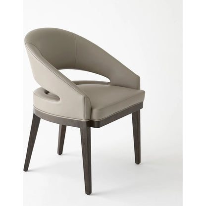 Alcott Dining Chair by Global Views. Made from beech wood, semi-aniline grey leather in a transitional style.