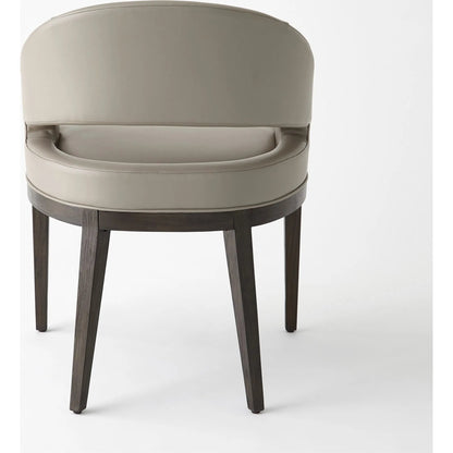 Alcott Dining Chair by Global Views. Made from beech wood, semi-aniline grey leather in a transitional style.