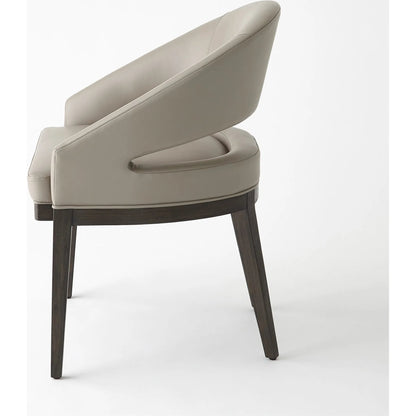 Alcott Dining Chair by Global Views. Made from beech wood, semi-aniline grey leather in a transitional style.