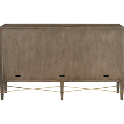 Verona Chanterelle Sideboard by Currey and Company in chanterelle, coffee, champagne. Made from mahogany, brass, iron in a modern style.