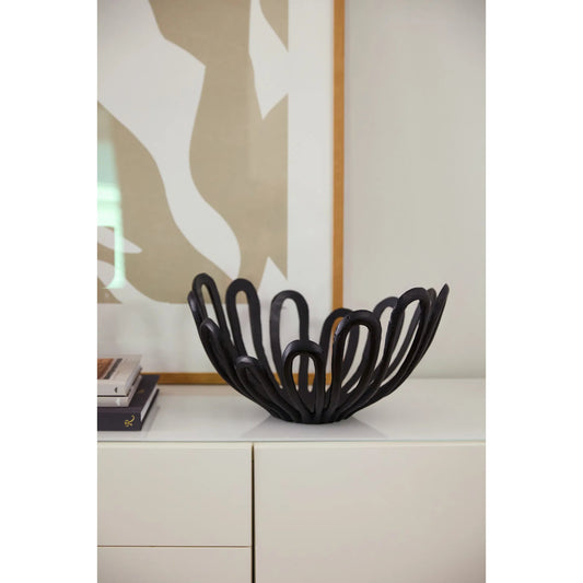 Altamonte Bowl by Accent Decor in black. Made from metal in a unique style.
