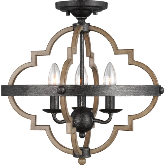 Socorro Three Light Semi-Flush Mount by Visual Comfort & Co. in stardust. Made from steel in a unique style.