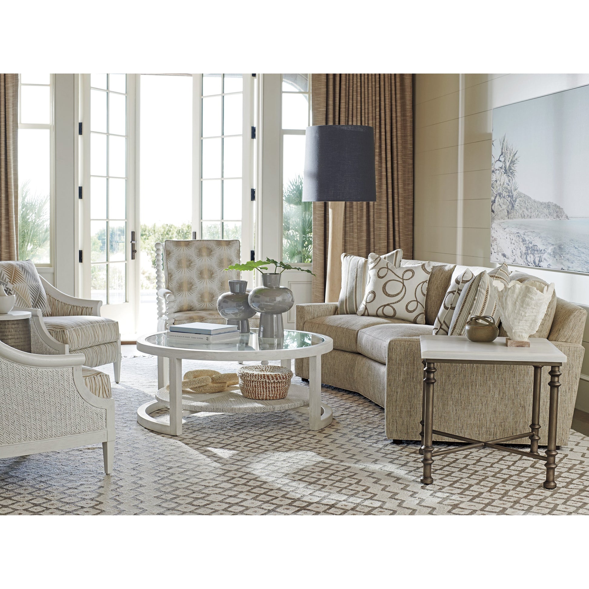 Flagler Marble Top End Table by Tommy Bahama Home in white marble, pewter. Made from unique in a traditional style.