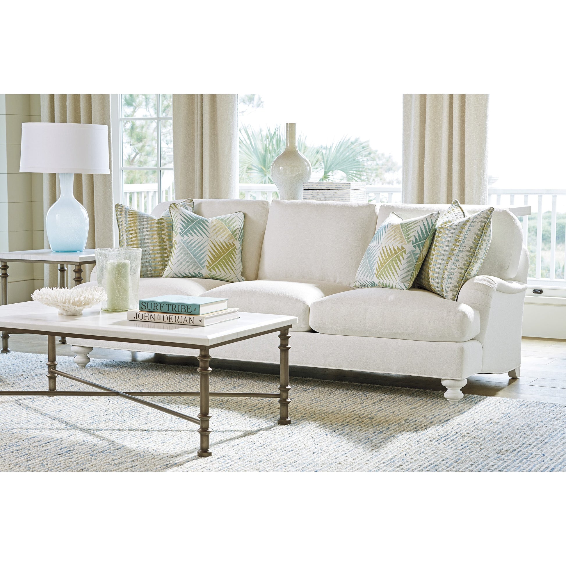 Flagler Marble Top Cocktail Table by Tommy Bahama Home in white marble, pewter. Made from unique in a traditional style.