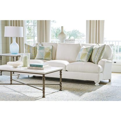 Flagler Marble Top Cocktail Table by Tommy Bahama Home in white marble, pewter. Made from unique in a traditional style.
