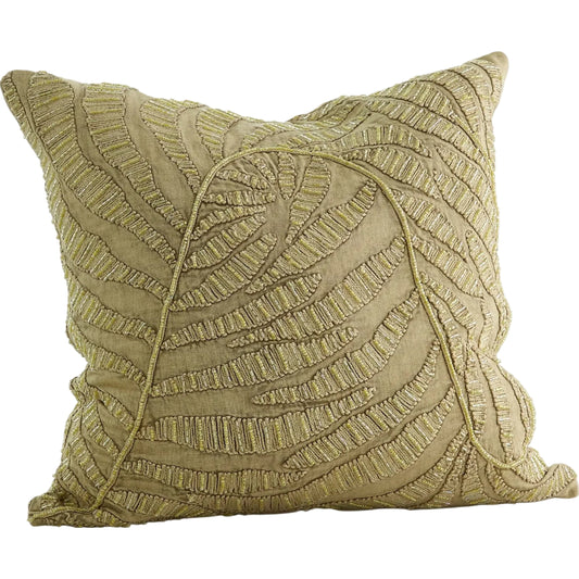 Beaded Palm Leaf Pillow by Global Views. Made from unique in a unique style.