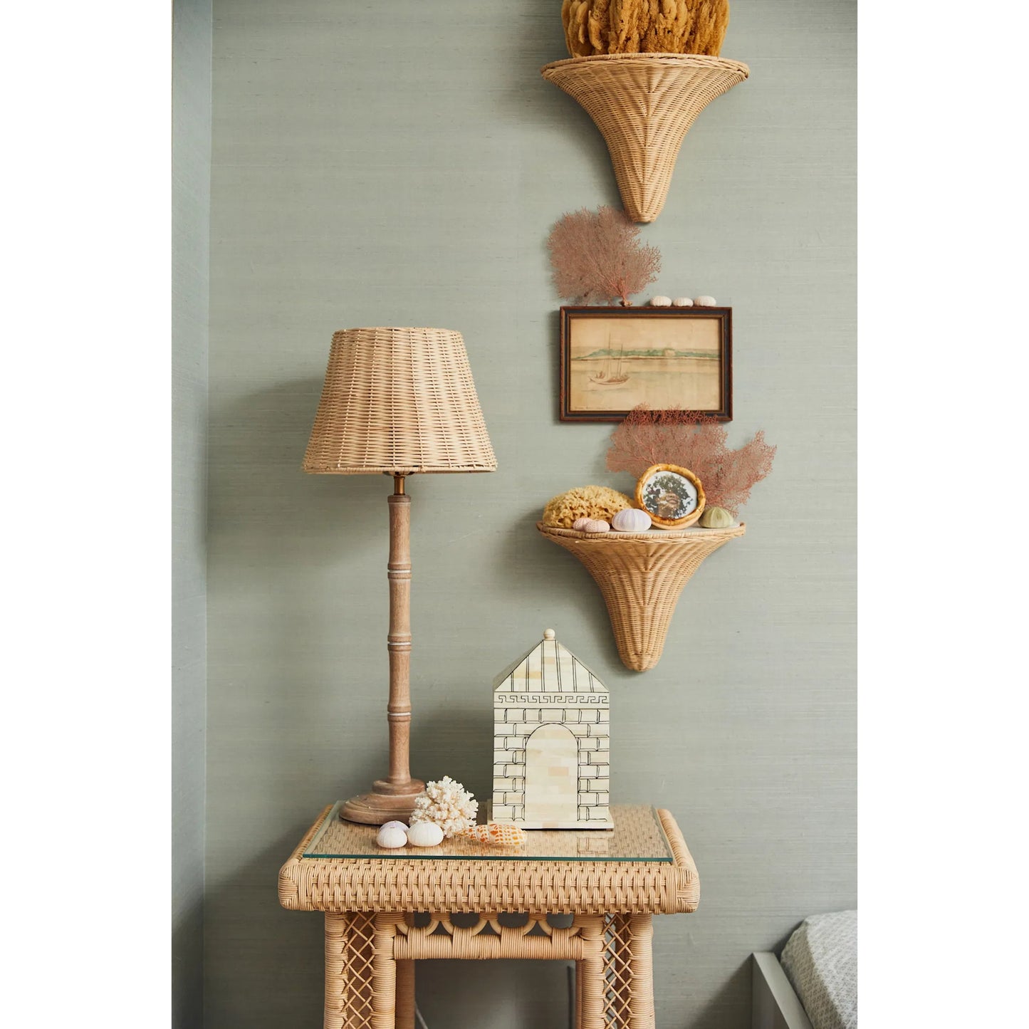 005 SI-2452995 | Lifestyle | Baytree Wicker Bracket by Chelsea House in tan. Made from rattan in a transitional style.