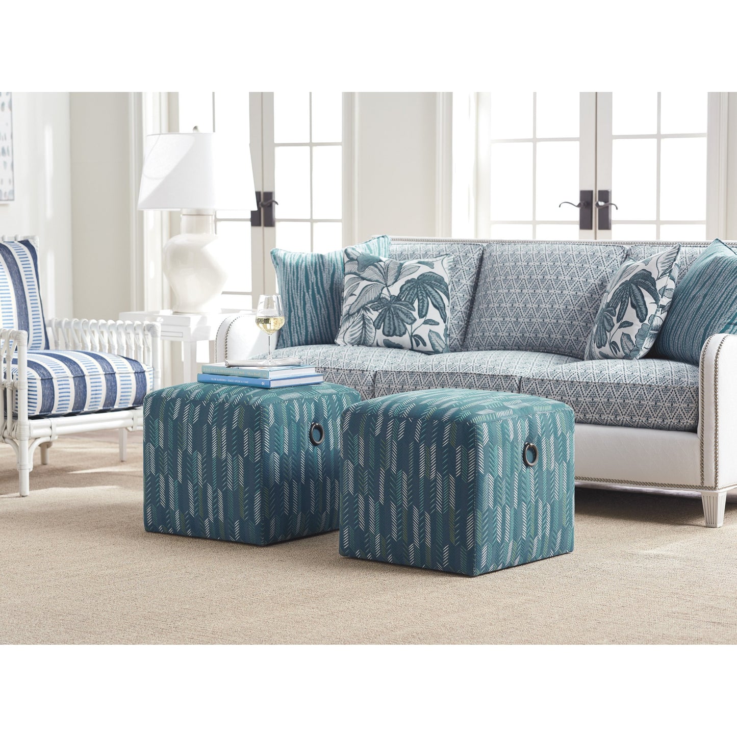 008 SI-1770851 | Lifestyle | Jupiter Ottoman by Tommy Bahama Home. Made from unique in a transitional style.