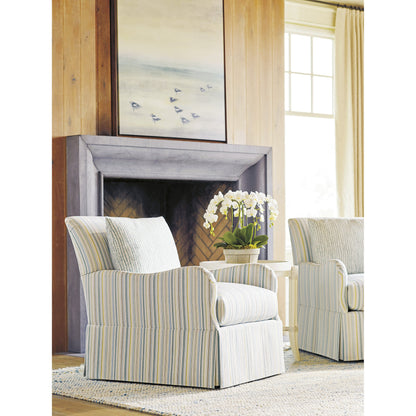 Palm Frond Swivel Chair by Tommy Bahama Home in blue. Made from unique in a transitional style.