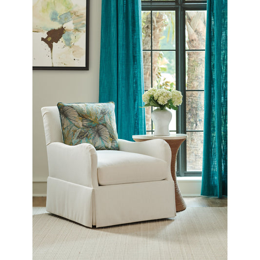 Palm Frond Swivel Chair by Tommy Bahama Home in ivory. Made from unique in a transitional style.
