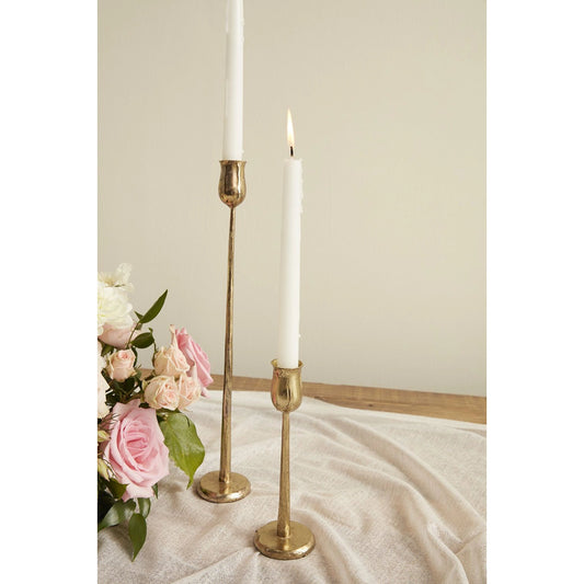 Auric Candlestick by Accent Decor in gold. Made from metal in a modern style.