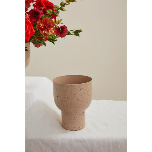 Asmara Footed Vase 6 (Set of 6) by Accent Decor in tan. Made from metal in a unique style.