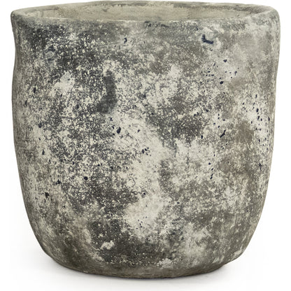 Distressed Stoneware Pot by Zentique in distressed gray, white and stoneware. Made from stoneware in a cottage & farmhouse style.