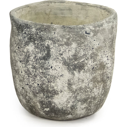 Distressed Stoneware Pot by Zentique in distressed gray, white and stoneware. Made from stoneware in a cottage & farmhouse style.