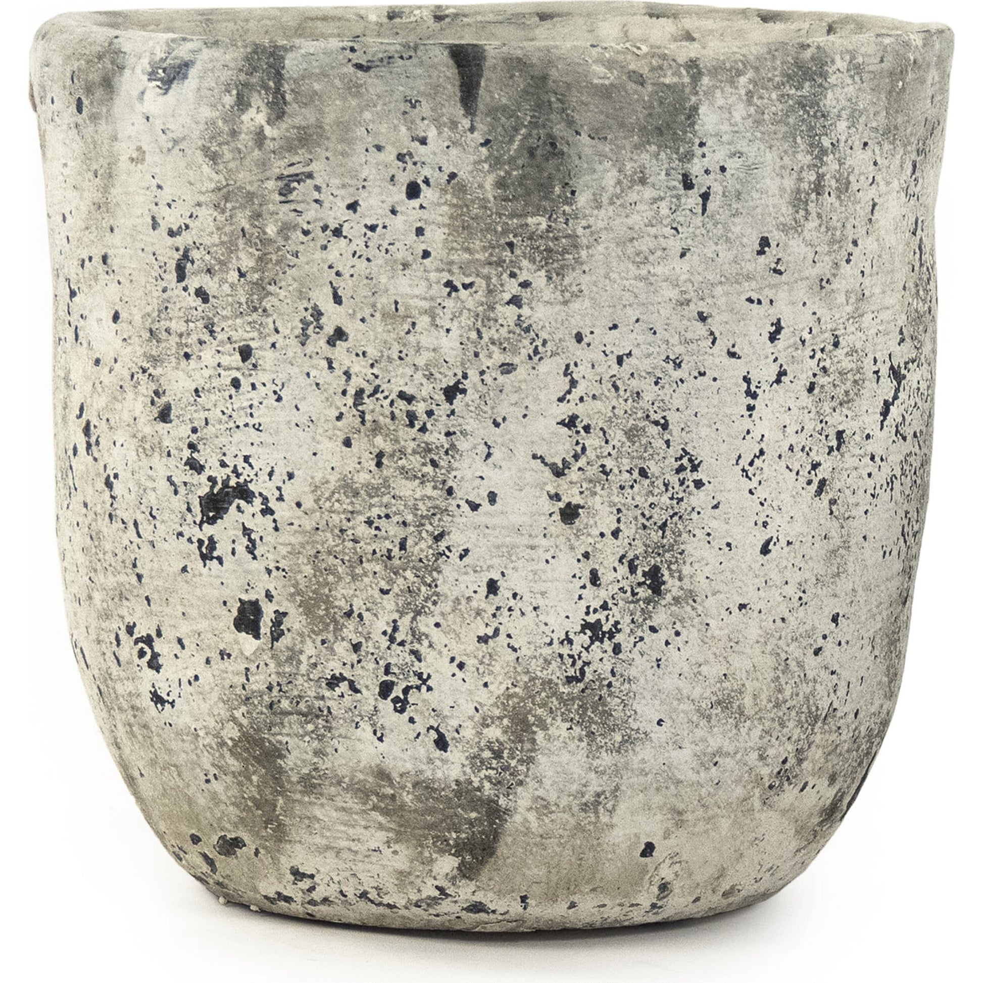 Distressed Stoneware Pot by Zentique in distressed gray, white and stoneware. Made from stoneware in a cottage & farmhouse style.