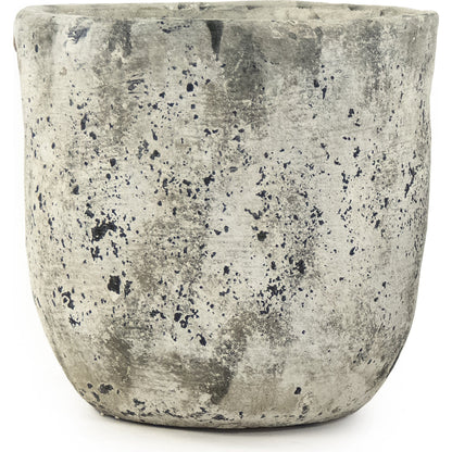 Distressed Stoneware Pot by Zentique in distressed gray, white and stoneware. Made from stoneware in a cottage & farmhouse style.