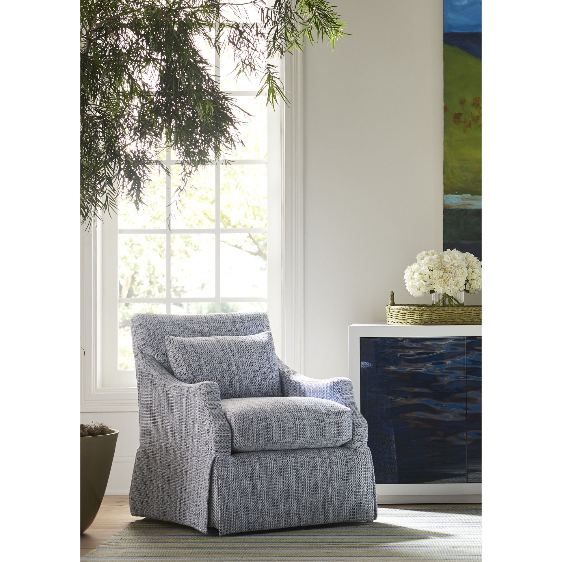 Margaux Accent Chair by Universal Furniture in paxton sand and sumatra. Made from 81% polyester, 19% cotton in a transitional style.