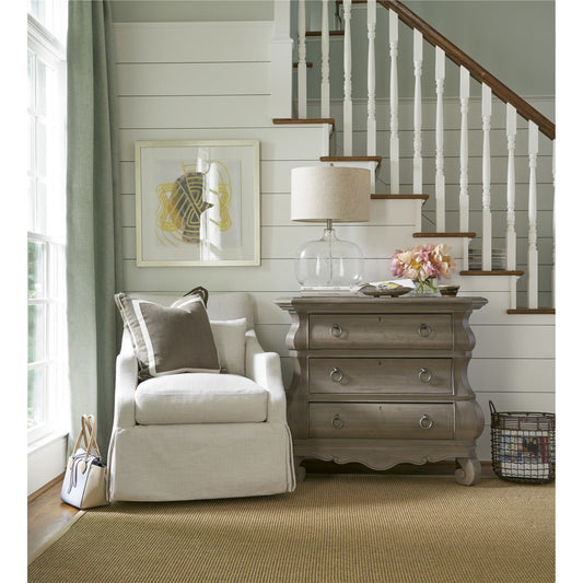 Margaux Accent Chair by Universal Furniture in paxton sand and sumatra. Made from 81% polyester, 19% cotton in a transitional style.