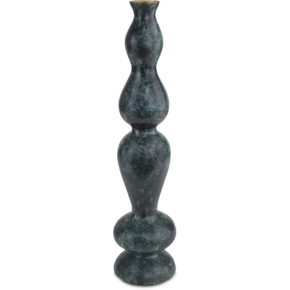 Luganzo Bronze Vase by Currey and Company in jade green, gold. Made from bronze in a modern style.