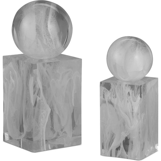 Nova Objects Set by Currey and Company in white swirl. Made from composite in a modern style.