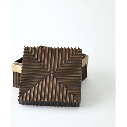 Magic Flute Square Box by Global Views in brass, bronze. Made from brass, mild steel in a modern style.