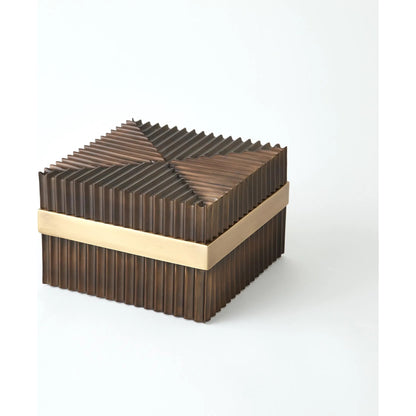 Magic Flute Square Box by Global Views in brass, bronze. Made from brass, mild steel in a modern style.