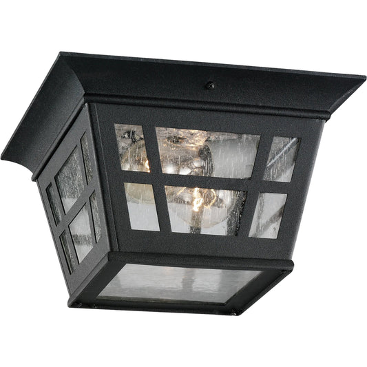 Herrington Two Light Outdoor Ceiling Flush Mount by Visual Comfort & Co. in black. Made from aluminum in a unique style.