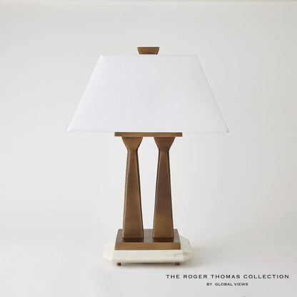Capitol Table Lamp by Global Views. Made from brass, white marble in a traditional style.