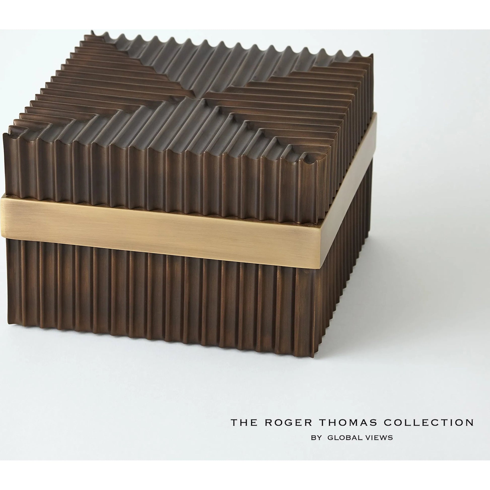 Magic Flute Square Box by Global Views in brass, bronze. Made from brass, mild steel in a modern style.