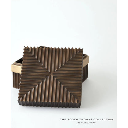 Magic Flute Square Box by Global Views in brass, bronze. Made from brass, mild steel in a modern style.