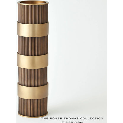 Magic Flute Cylinder Candleholder by Global Views in bronze. Made from unique in a modern style.