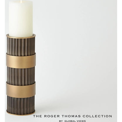 Magic Flute Cylinder Candleholder by Global Views in bronze. Made from unique in a modern style.