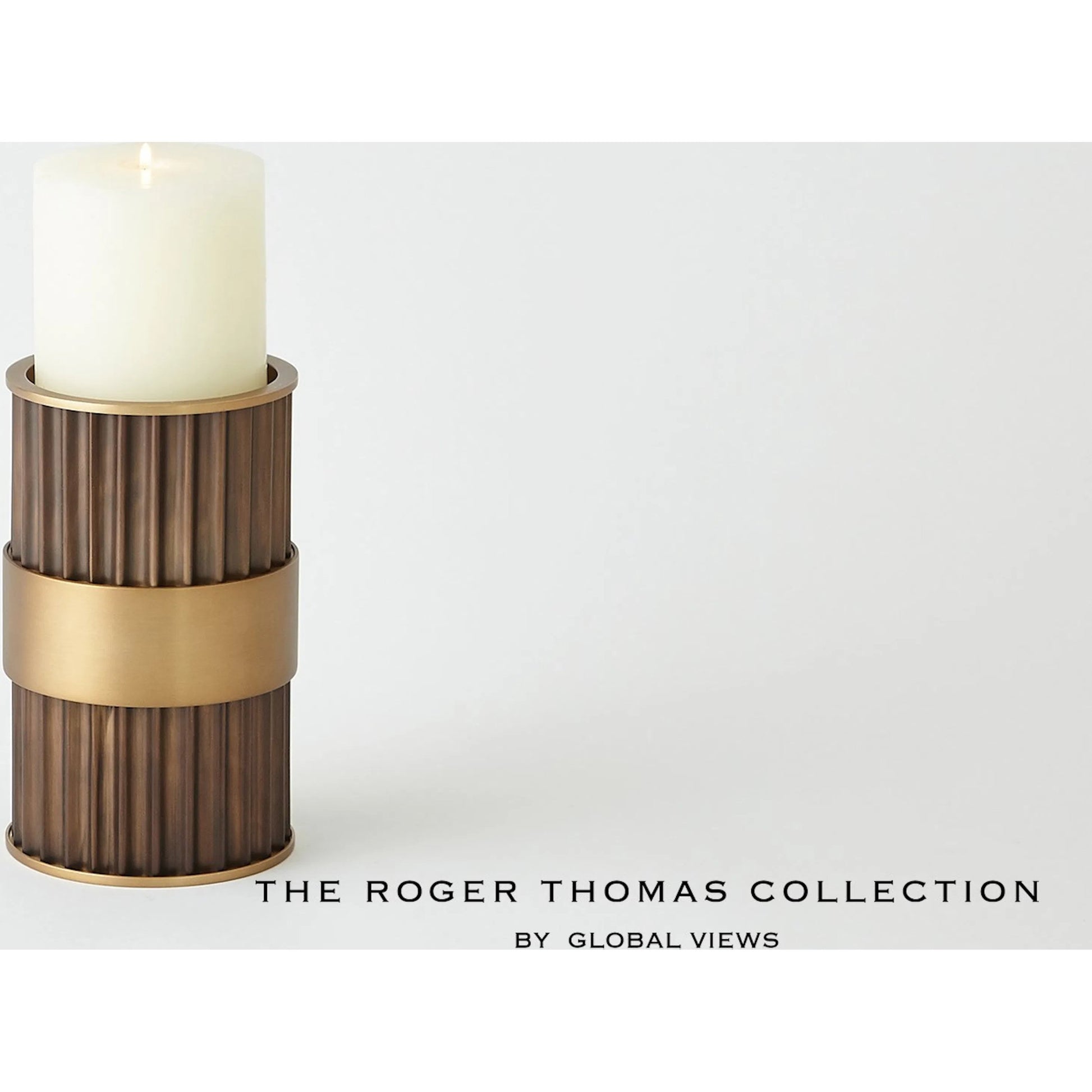 Magic Flute Cylinder Candleholder by Global Views in bronze. Made from unique in a modern style.