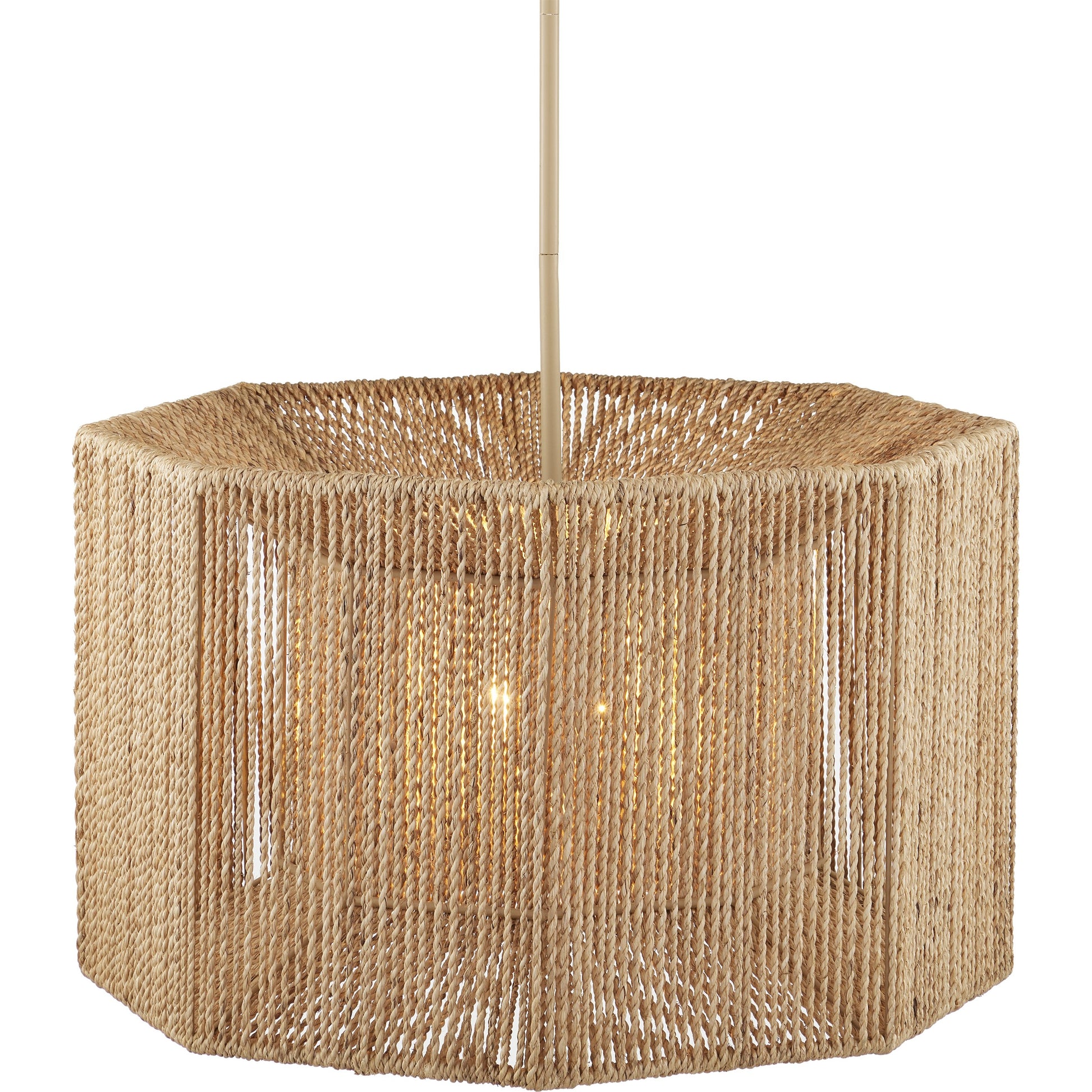 Mereworth Rope Chandelier by Currey and Company in beige, natural. Made from wrought iron, abaca rope in a coastal style.