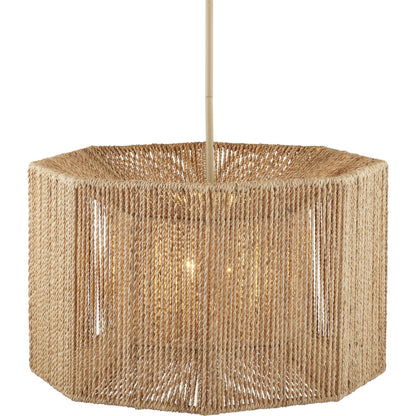 Mereworth Rope Chandelier by Currey and Company in beige, natural. Made from wrought iron, abaca rope in a coastal style.