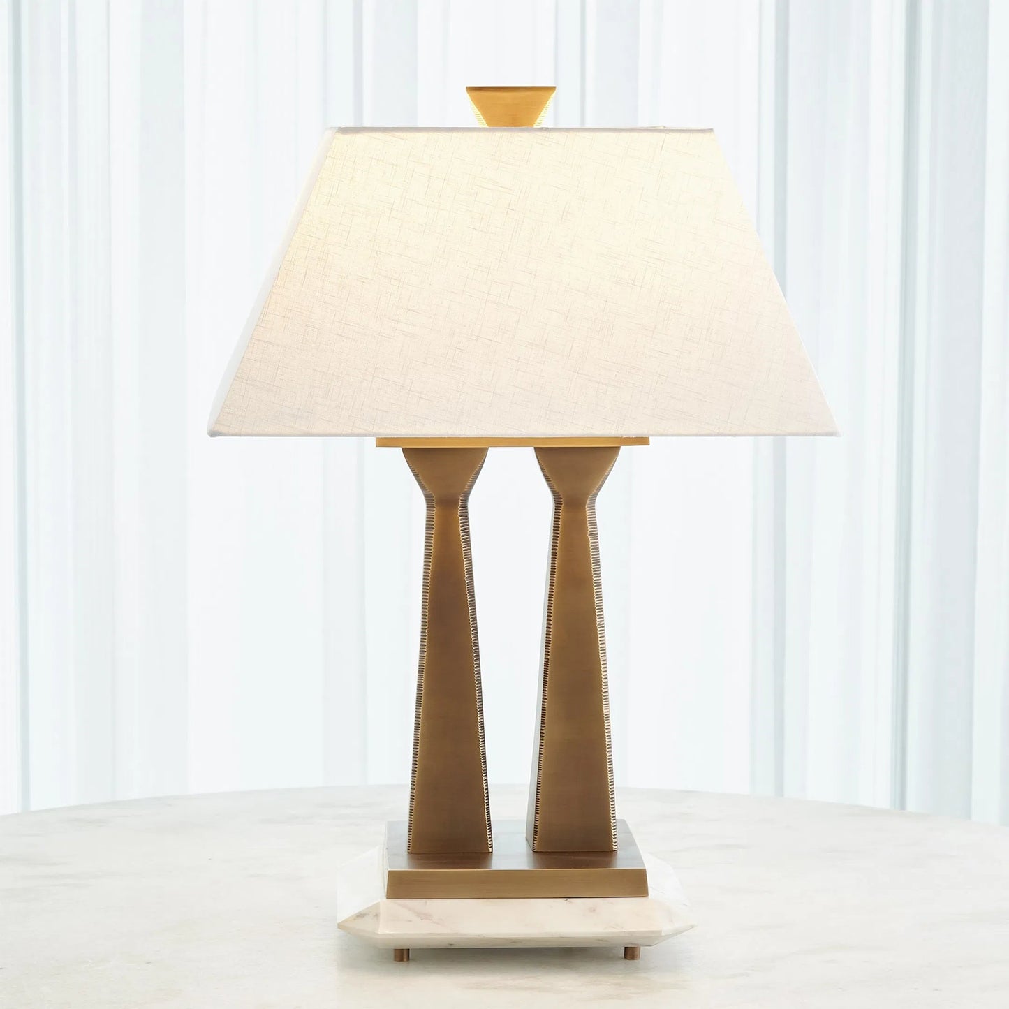 008 SI-2446291 | Lifestyle | Capitol Table Lamp by Global Views. Made from brass, white marble in a traditional style.