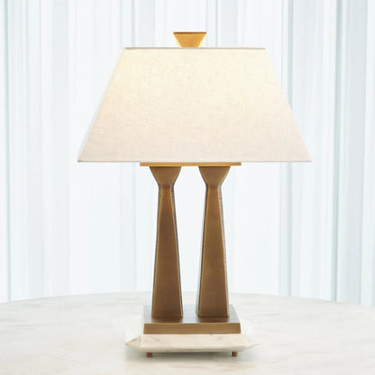 Capitol Table Lamp by Global Views. Made from brass, white marble in a traditional style.