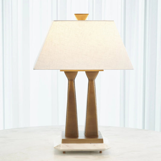 Capitol Table Lamp by Global Views. Made from brass, white marble in a traditional style.