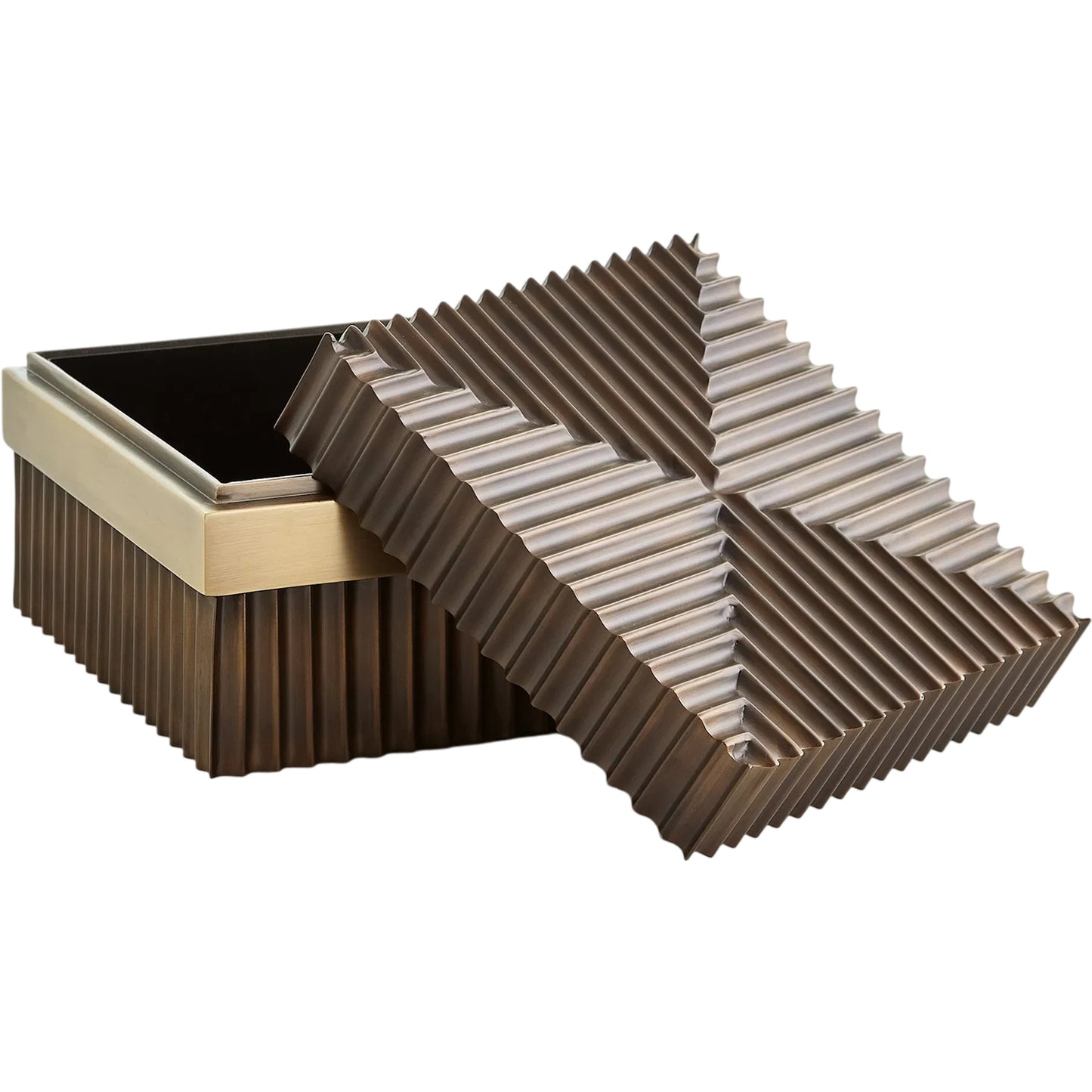 003 SI-2446293 | Additional Silo | Magic Flute Square Box by Global Views in brass, bronze. Made from brass, mild steel in a modern style.