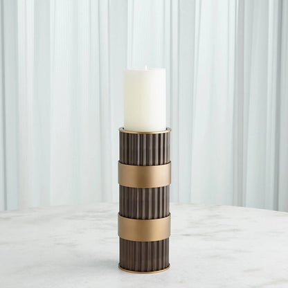 Magic Flute Cylinder Candleholder by Global Views in bronze. Made from unique in a modern style.