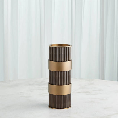 Magic Flute Cylinder Candleholder by Global Views in bronze. Made from unique in a modern style.