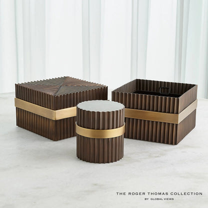 Magic Flute Square Box by Global Views in brass, bronze. Made from brass, mild steel in a modern style.