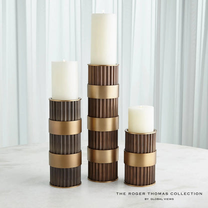 Magic Flute Cylinder Candleholder by Global Views in bronze. Made from unique in a modern style.