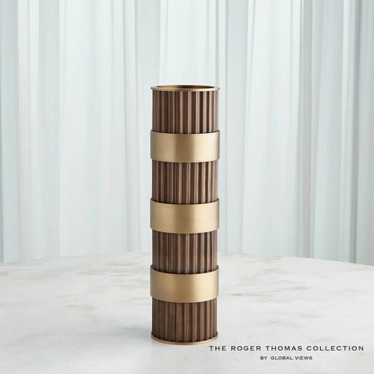 Magic Flute Cylinder Candleholder by Global Views in bronze. Made from unique in a modern style.