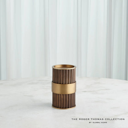 Magic Flute Cylinder Candleholder by Global Views in bronze. Made from unique in a modern style.