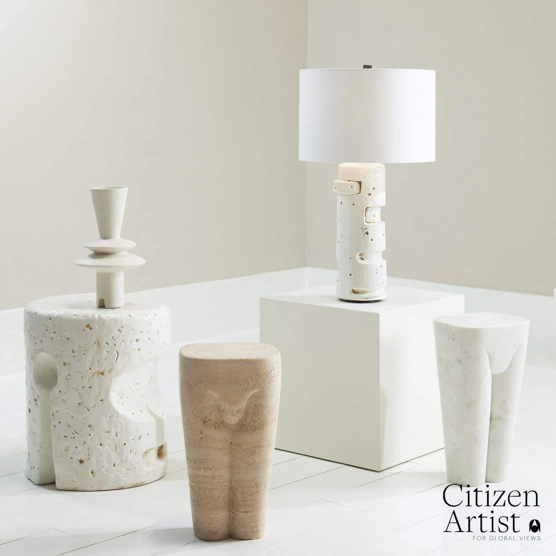 Gilles Table Lamp by Global Views. Made from ceramic in a modern style.